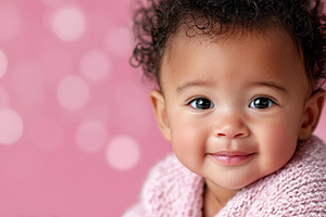 Smiling black baby wrapped in a soft, a Person Photo by MistyDay