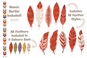 Autumn Tribal Feathers Clipart, an Illustration by Amanda Ilkov (Thumbnail 2 of 4)