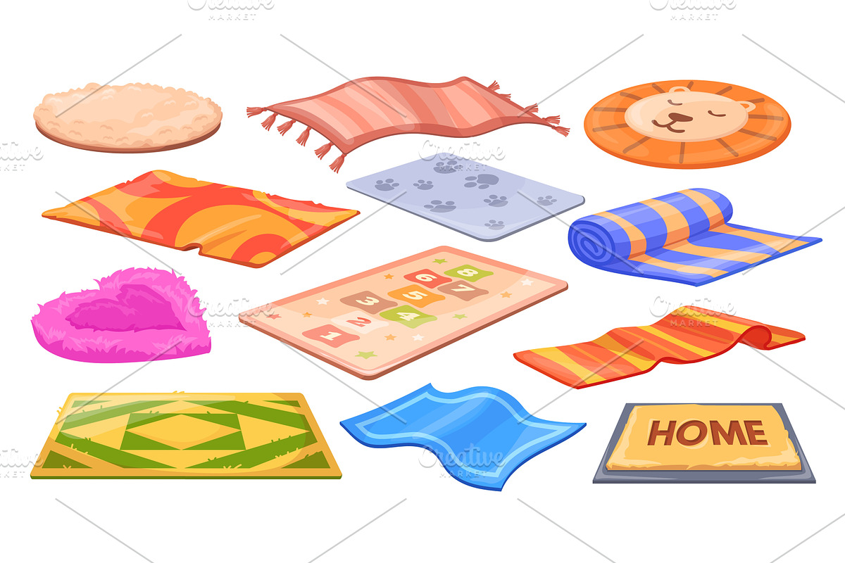 Cartoon rugs. Wool carpet roll, mat, an Object Illustration by Stock-Smart-Start