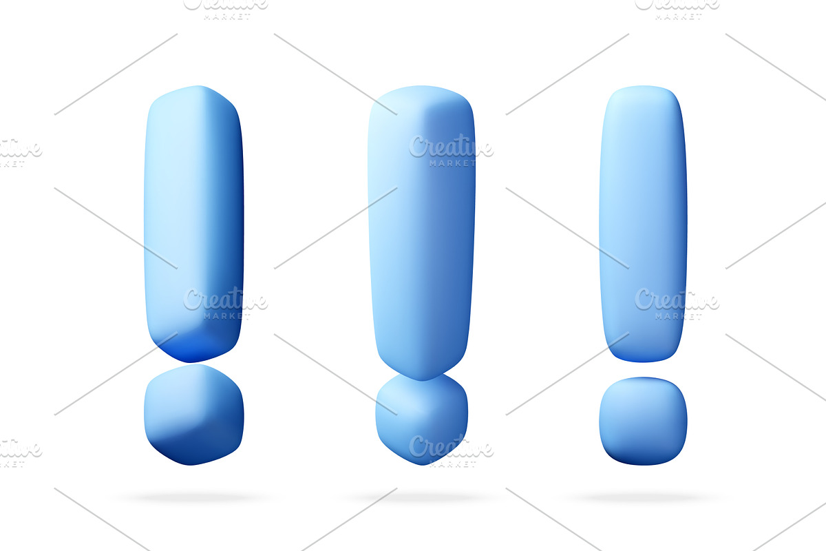 Three blue exclamation mark icons, an Object Illustration by Abscent