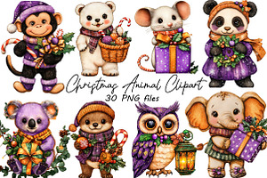 Christmas Animal Clipart Bundle., an Animal Illustration by SVGArt
