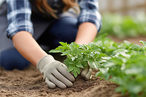 Gardener planting young green seed, a Nature Photo by MistyDay