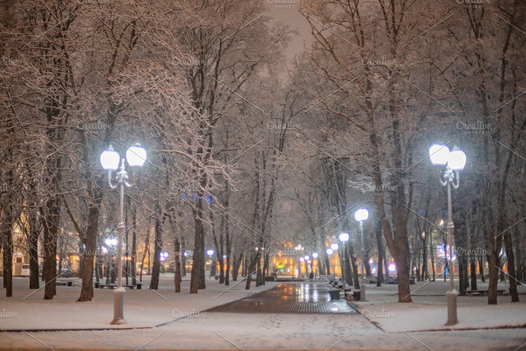 snow in the center of minsk. night., a Photo by Pictures for you!!!!!!!!!