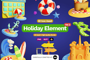 3D Holiday Element Icon Vol 2