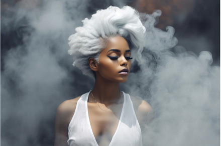 Afro girl grey hair. Generate Ai, a Person Photo by Ylivdesign