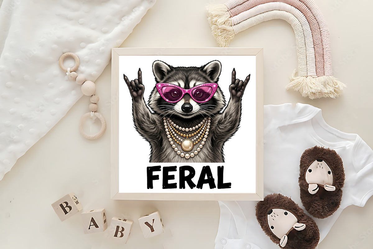 Feral Raccoon Sunglasses Funny PNG, an Illustration by CraftArtStudio (Photo 4 of 4)