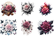 Watercolor Pink Gothic Roses, an Illustration by DreamArtGraphic (Thumbnail 3 of 4)