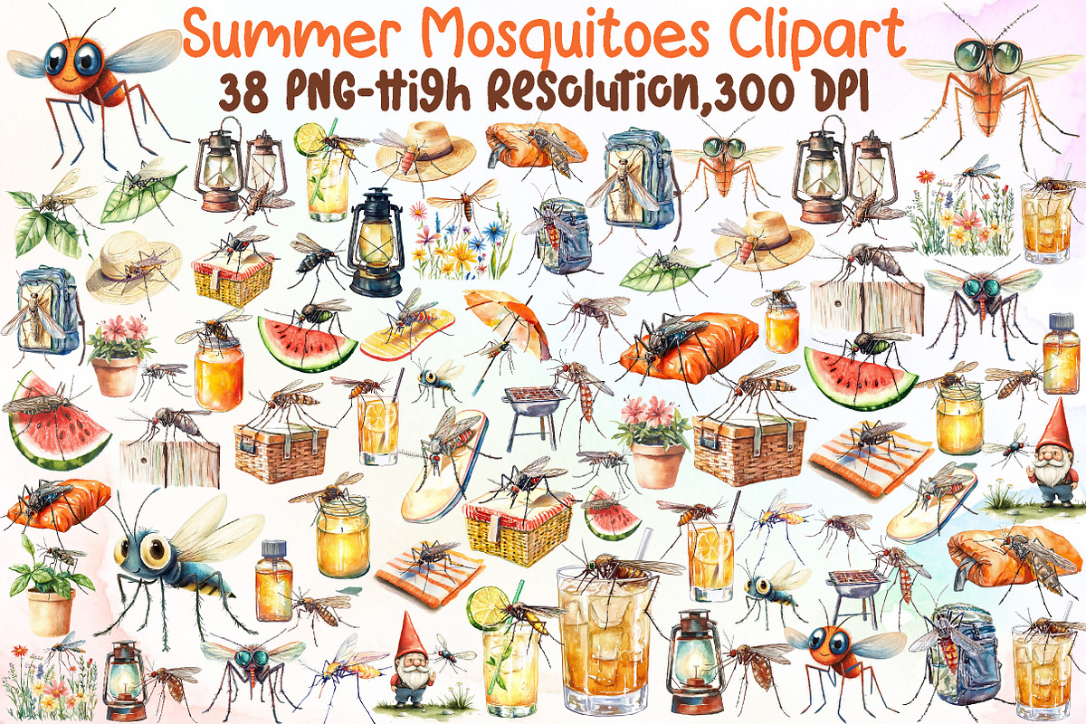 Summer Mosquitoes Clipart, an Illustration by Sublimation Artist (Photo 1 of 6)