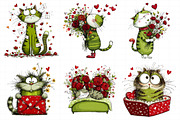 Watercolor Valentine Cat, an Illustration by Daily.Designs (Thumbnail 3 of 5)