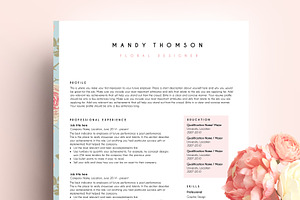 Creative Resume Template Word Floral