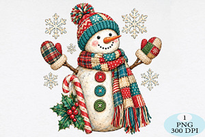 Vintage Snowman Christmas PNG