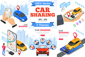 Car Sharing Service Concepts, a Person Illustration by TAlex