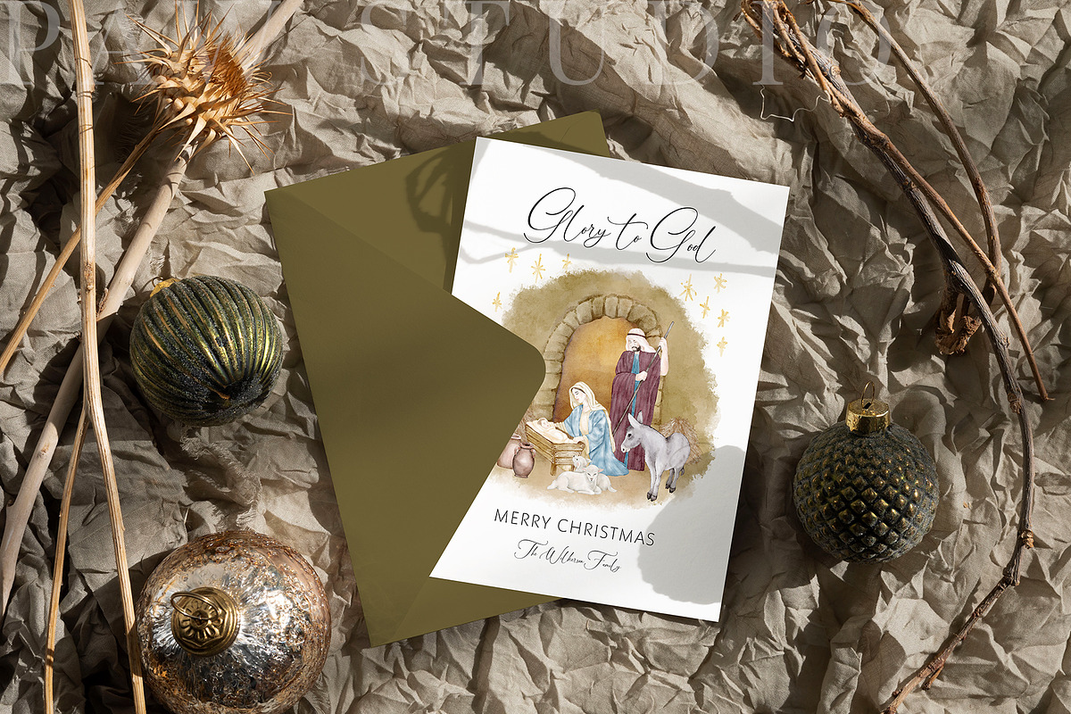 Xmas Card Mockup 5x7 8e ch4, a Merchandise Mockup by PawMockups (Photo 6 of 11)