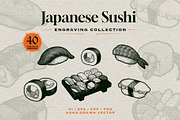 Japanese Sushi Engraving Collection, a Food Illustration by Kaizla03 (Thumbnail 1 of 5)