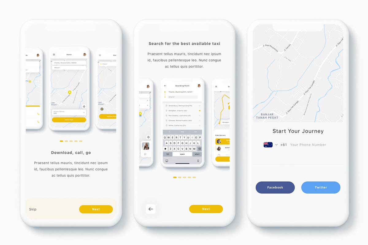 Yunu - Taxi App UI Kit, an App Template by Betush (Photo 4 of 6)