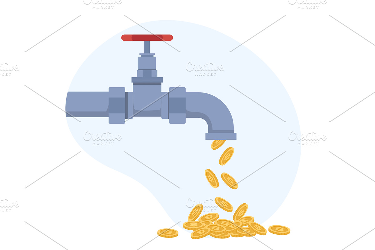 Money crane from which gold coins, a Finance Illustration by Vectorbuum