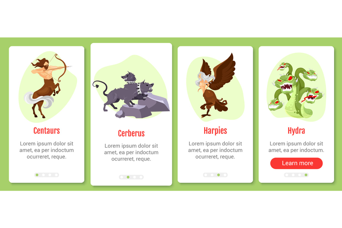 Greek mythology mobile app screen, an App Template by IMG visuals characters