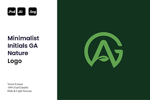 Minimalist Initials GA Nature Logo, a Branding & Logo Template by Luxury Logos