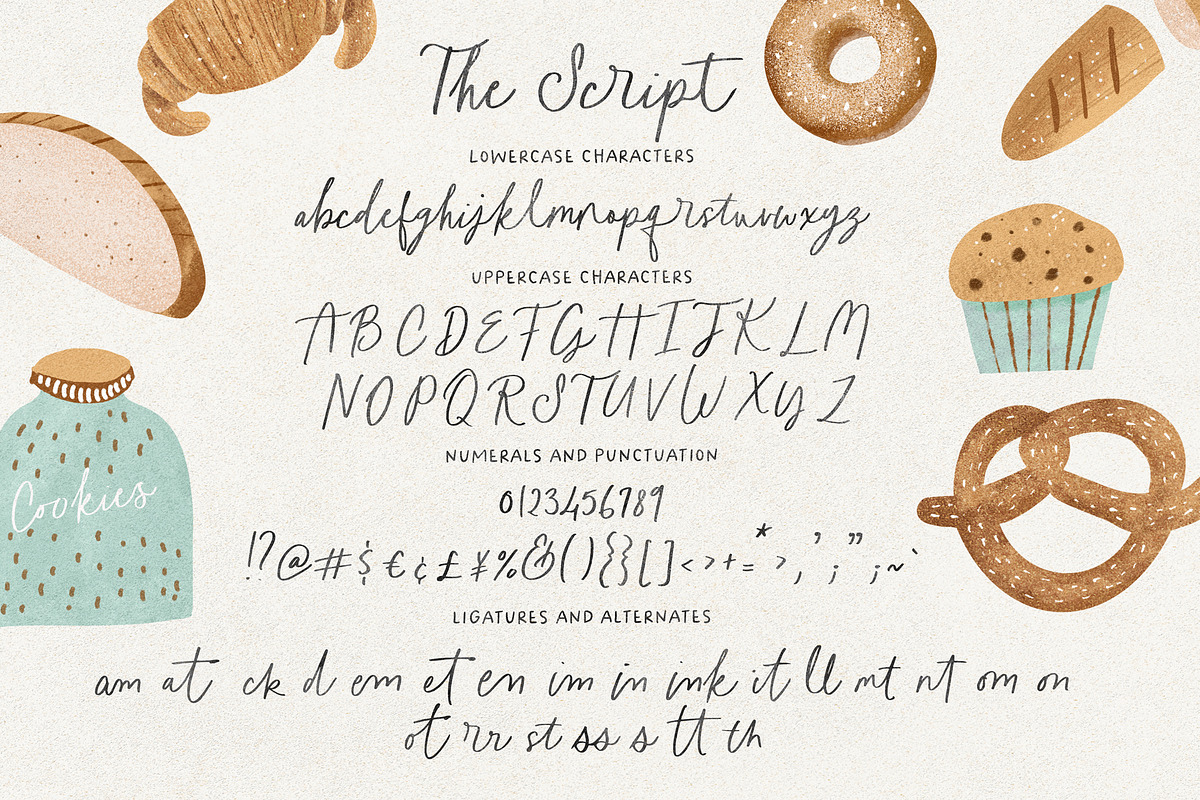 The Freshly Baked Font Trio & Dings, a Script Font by Nicky Laatz (Photo 24 of 24)