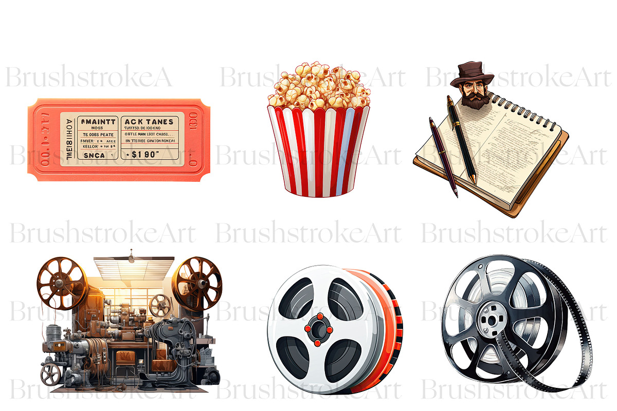Watercolor Cinema Clipart, Theatre, a Technology Illustration by BrushstrokeArtGB (Photo 6 of 9)