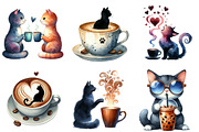 Cat Silhouette Love Coffee Clipart, an Illustration by Pixels.Craft (Thumbnail 4 of 8)