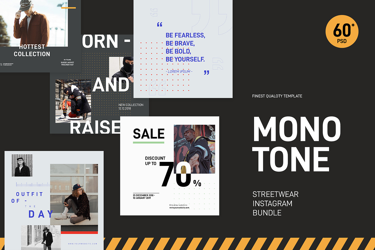 Monotone Streetwear Instagram Bundle, a Social Media Template by muhisya (Photo 3 of 9)