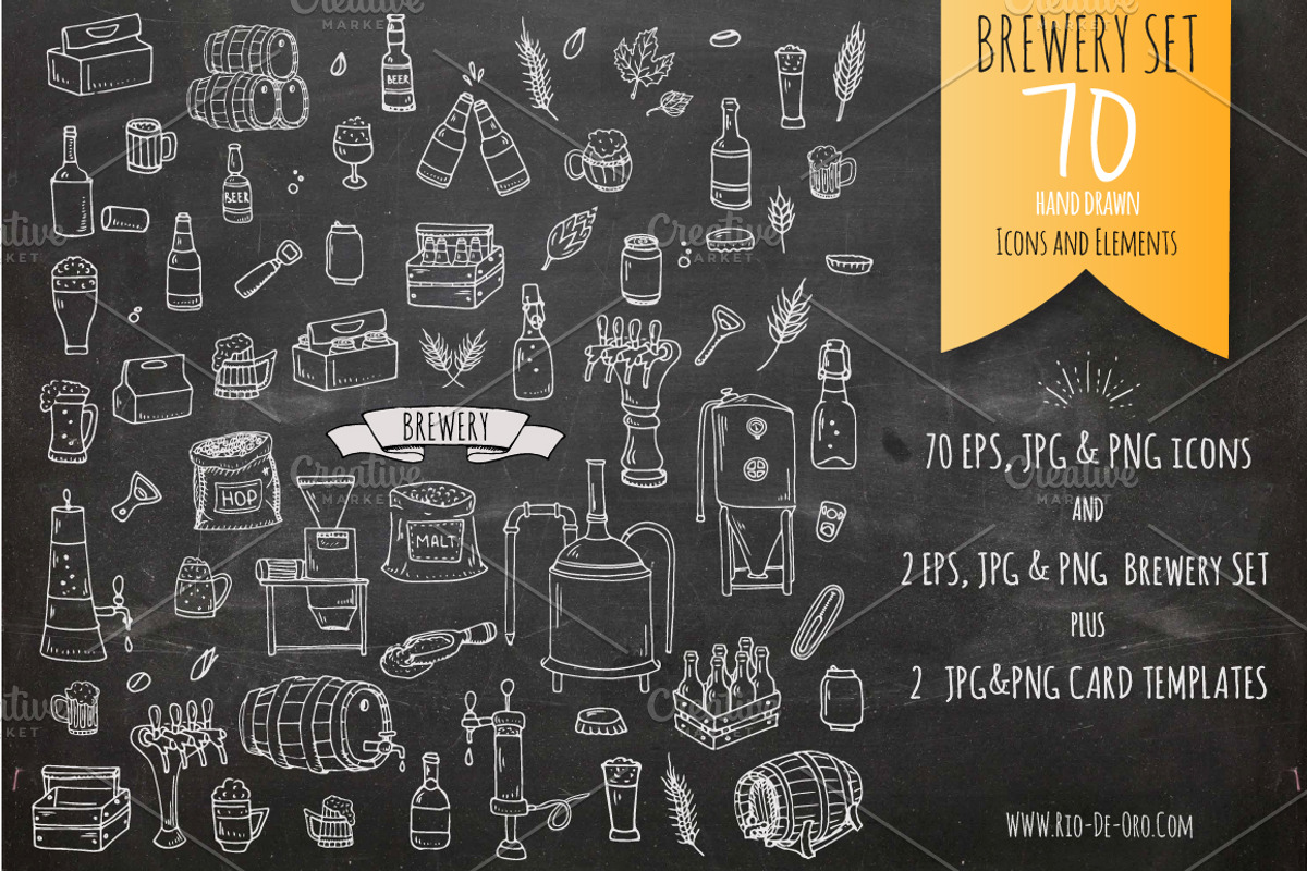 70 Brewery hand drawn elements!, an Outline Icon by Natasha-Pankina.com (Photo 1 of 5)