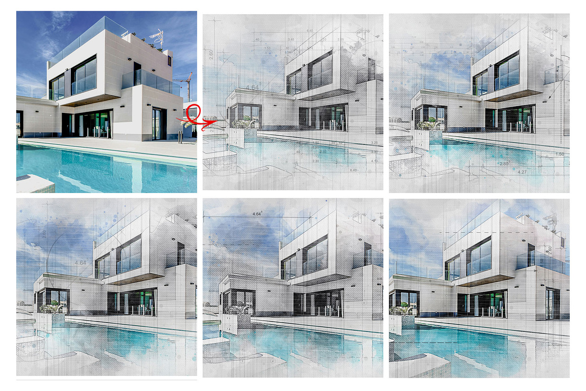 House Concept Sketch Art Effect, an Action Add-On by MRI STUDIO (Photo 2 of 29)