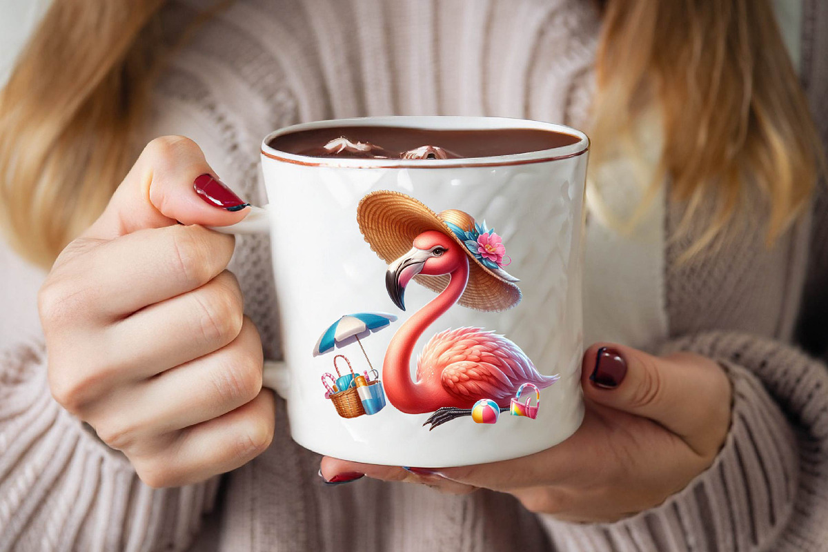 Summer Flamingo Sublimation Clipart, an Illustration by SVGArt (Photo 4 of 8)