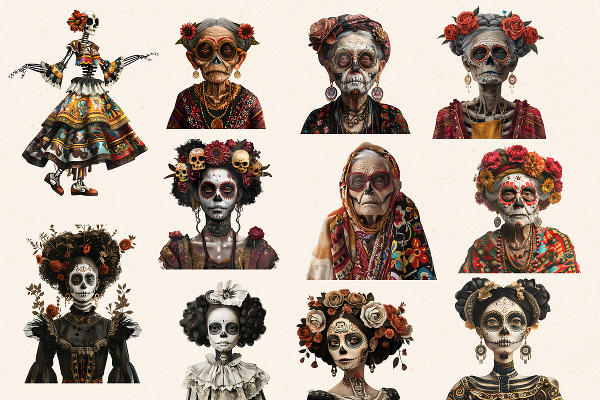 DAY OF THE DEAD CHARACTERS CLIPART, a Person Illustration by Daring Digies (Photo 4 of 8)