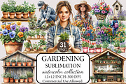 Gardening Watercolor Sublimation Cli, an Illustration by Libby Wishes (Thumbnail 1 of 9)