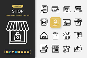 Shop Icons, an Outline Icon by Spacepixel Creative
