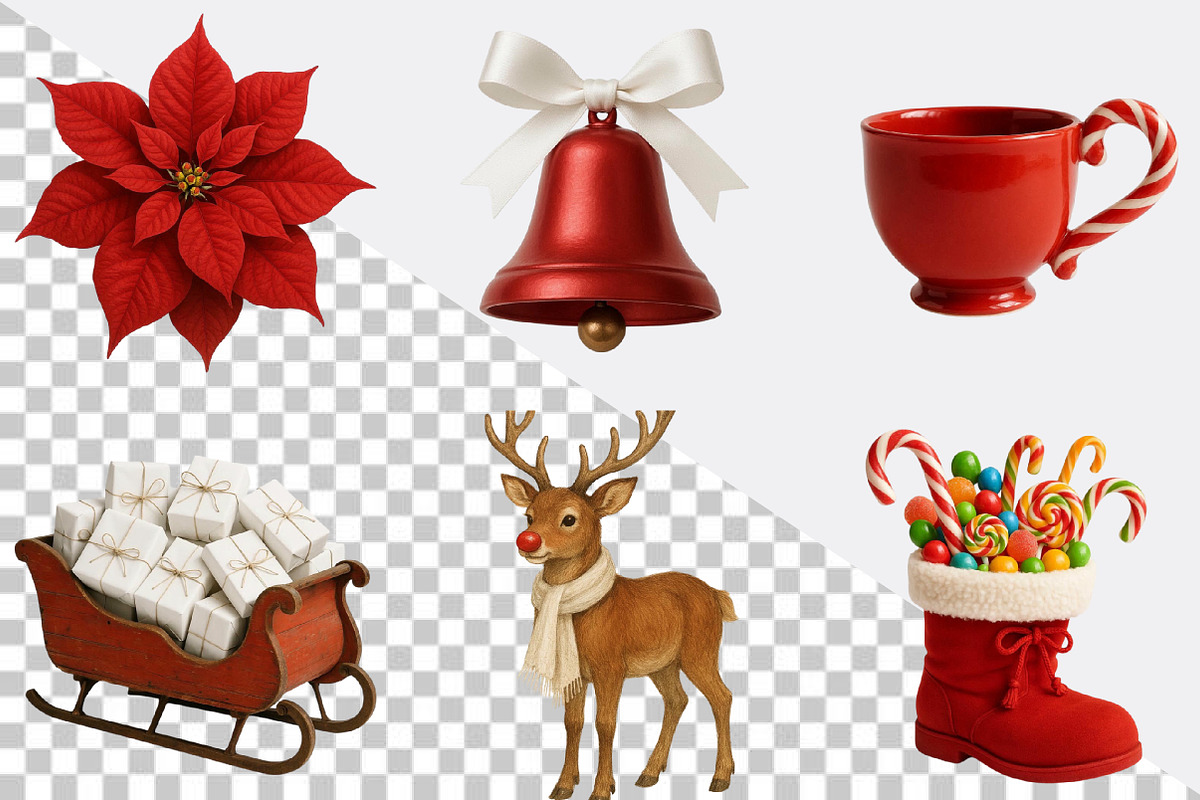 Chic Neon Red Christmas Clipart Bund, an Illustration by SVGArt (Photo 2 of 8)