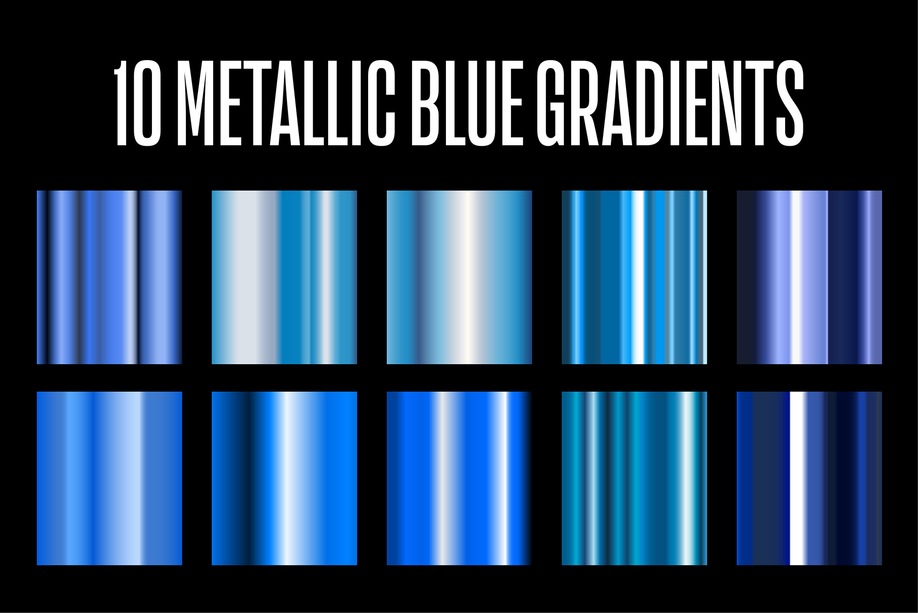 10 Metallic Blue Gradients .AI, a Gradient Add-On by P-G-H