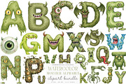 Watercolor Monster Alphabet PNG, an Illustration by SinaCreation (Thumbnail 1 of 7)