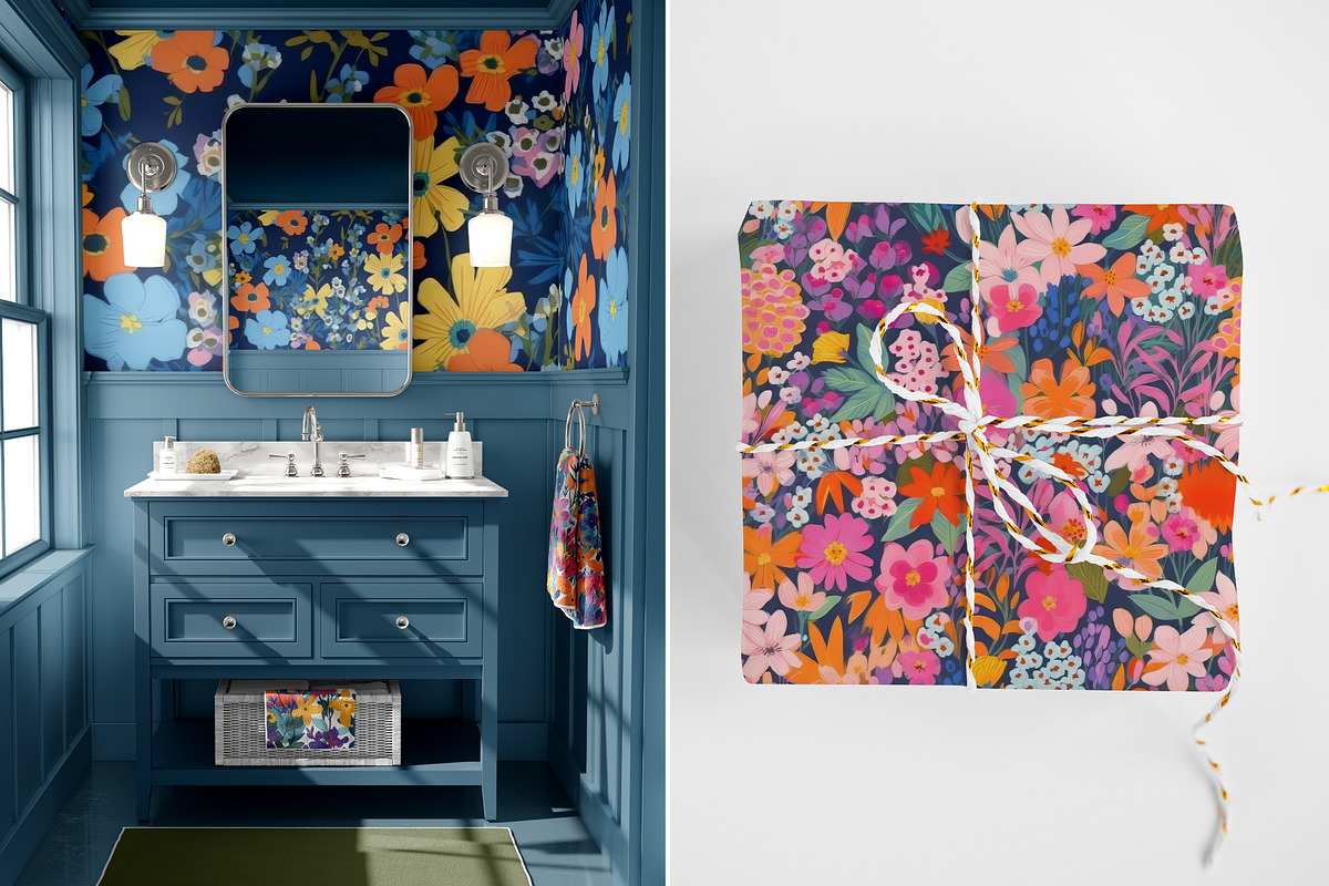 6 Whimsical Floral Seamless Patterns, a Pattern Graphic by Ninterints (Photo 8 of 14)