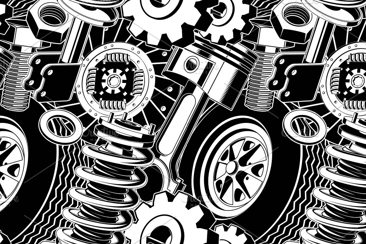 Automotive Parts Pattern Set, a Pattern Graphic by sivVector (Photo 4 of 4)