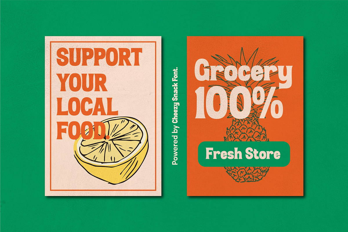 Cheezy Snack – Chunky Retro Font, a Serif Font by Salamahtype (Photo 3 of 8)