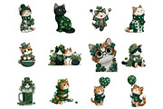 St Patrick Day Cats Clipart, an Illustration by Design Market (Thumbnail 2 of 4)