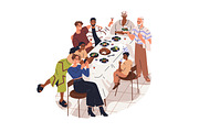 Friends gathering at dinner table, a Person Illustration by Good Studio (Thumbnail 8 of 14)