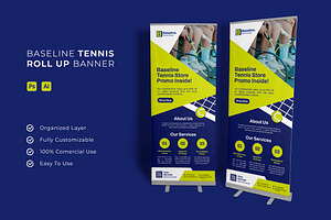 Baseline Tennis - Roll Up Banner, a Print Template by Esensifiksi.studio