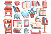 Vintage Books Watercolor Clipart, a Decorative Illustration by RabbitAndPencil (Thumbnail 2 of 12)