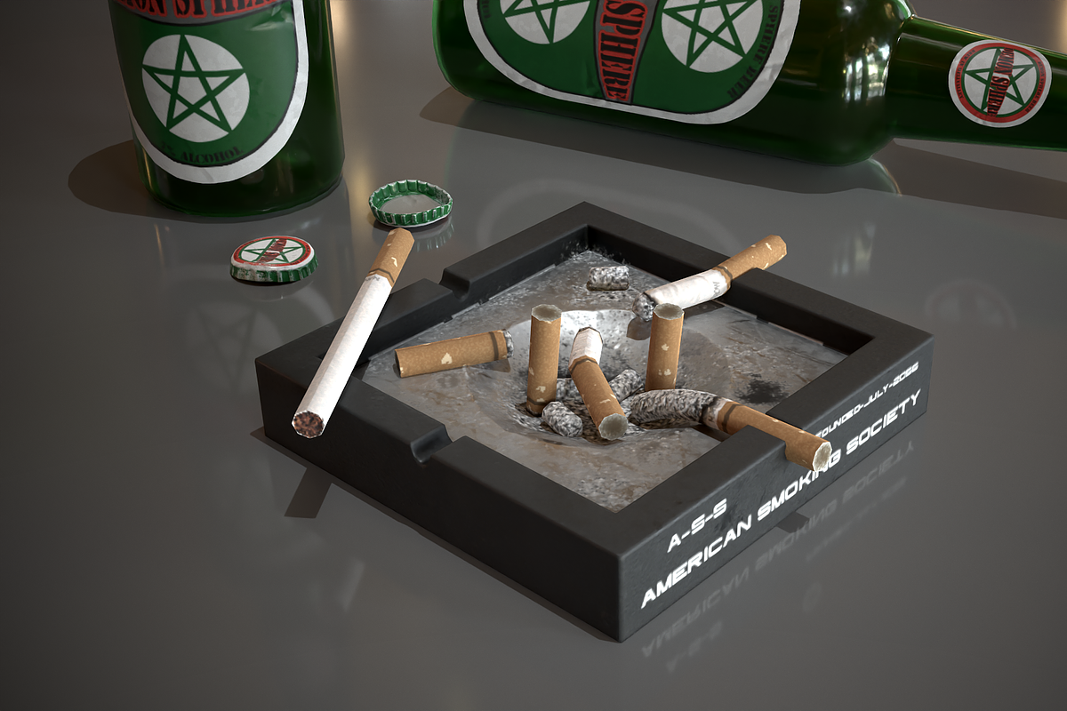 Beer, Cigarattes and Ashtray - PBR, a Food & Drink 3D Model by TFE Game Art (Photo 5 of 10)