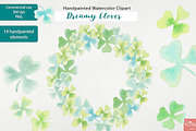 Watercolor Clipart Dreamy Clover PNG, an Illustration by LittleAcornGraphics (Thumbnail 4 of 5)