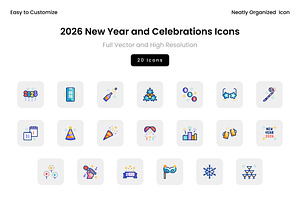 2026 New Year and Celebrations Icons, a Solid Icon by Wencory