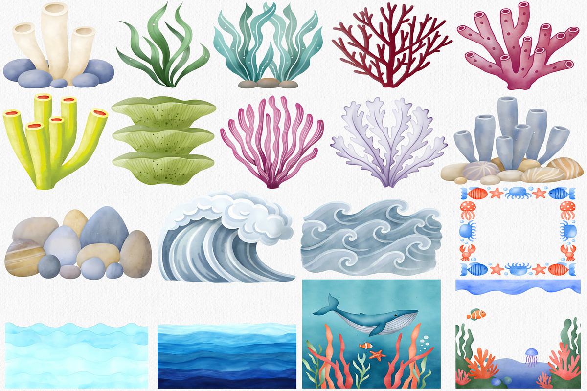Watercolor Under The Sea Clipart Set, an Illustration by CropUp Creative (Photo 4 of 5)