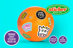 Orange Fruit Sticker/Label Mock Up, a Product Mockup by Little Type Factory