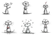 Valentine's Whimsical Otters Clipart, an Illustration by designcity5 (Thumbnail 2 of 5)