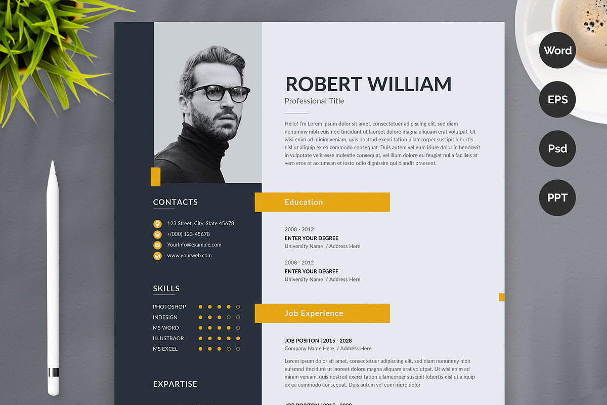 Modern Resume Template CV, a Resume Template by Aspect_Studio (Photo 1 of 3)