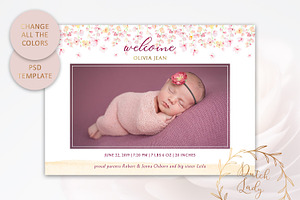 Birth Announcement Card Template 2